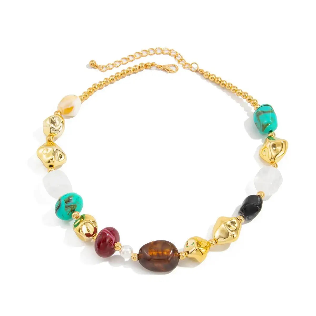 قلادة ساليركون بوهو مزينة بخرز من الراتنج الأكريليك الملون، قلادة نسائية عتيقة قابلة للتعديل، سلسلة مميزة للارتداء حول الرقبة، مجوهرات للحفلات