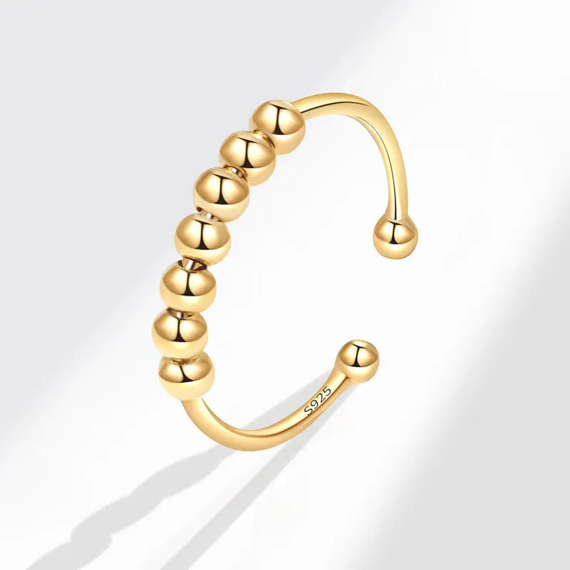 خواتم جديدة من الفضة الإسترليني عيار 925 لتخفيف التوتر، مزودة بخرز دوار، قابلة للتعديل، مناسبة للنساء والرجال، مجوهرات فاخرة