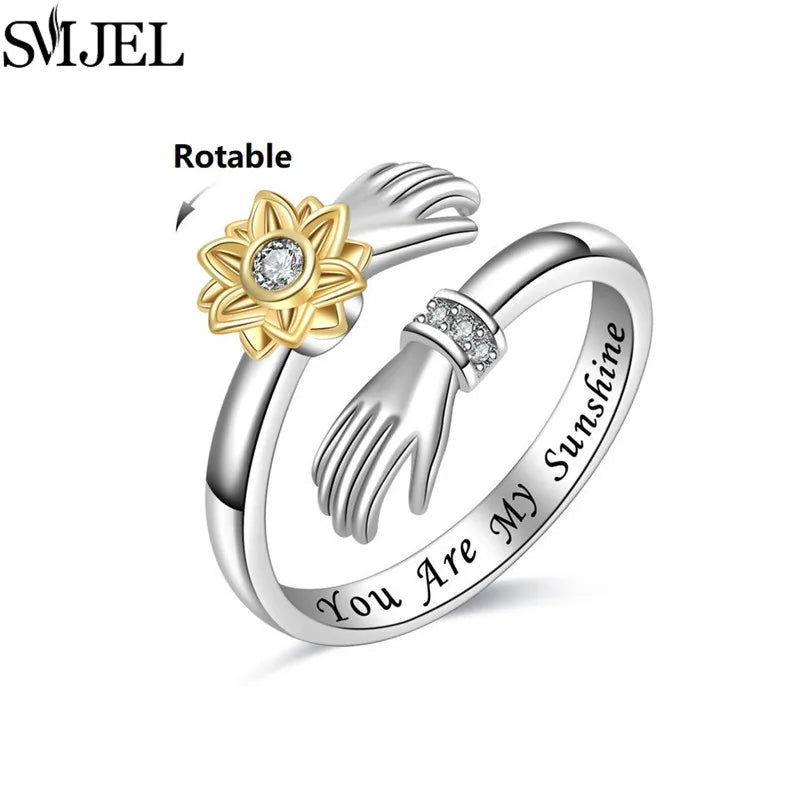 خاتم SMJEL الأنيق بتصميم زهر الكرز، خاتم دوار لتخفيف التوتر، مناسب للنساء، بتصميمات لطيفة مثل القطة والنحلة والأرنب والفراشة، هدية مثالية لحفلات الزفاف