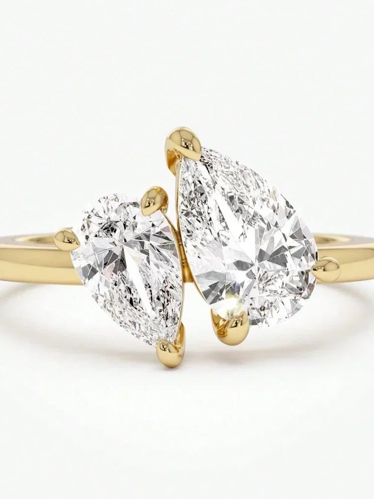 خاتم فضة إسترليني عيار 925 بتصميم كلاسيكي بسيط مرصع بالزركون على شكل قطرة ماء، مناسب للنساء، للخطوبة والزفاف، مجوهرات فاخرة عالية الجودة