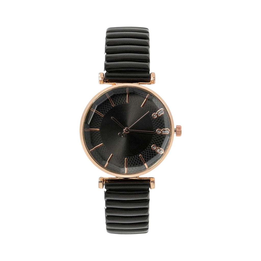 ساعة فاخرة بسيطة من الكريستال الأزرق، كوارتز نسائية، سوار مطاطي من الفولاذ المقاوم للصدأ، ساعة أنيقة وعصرية للنساء