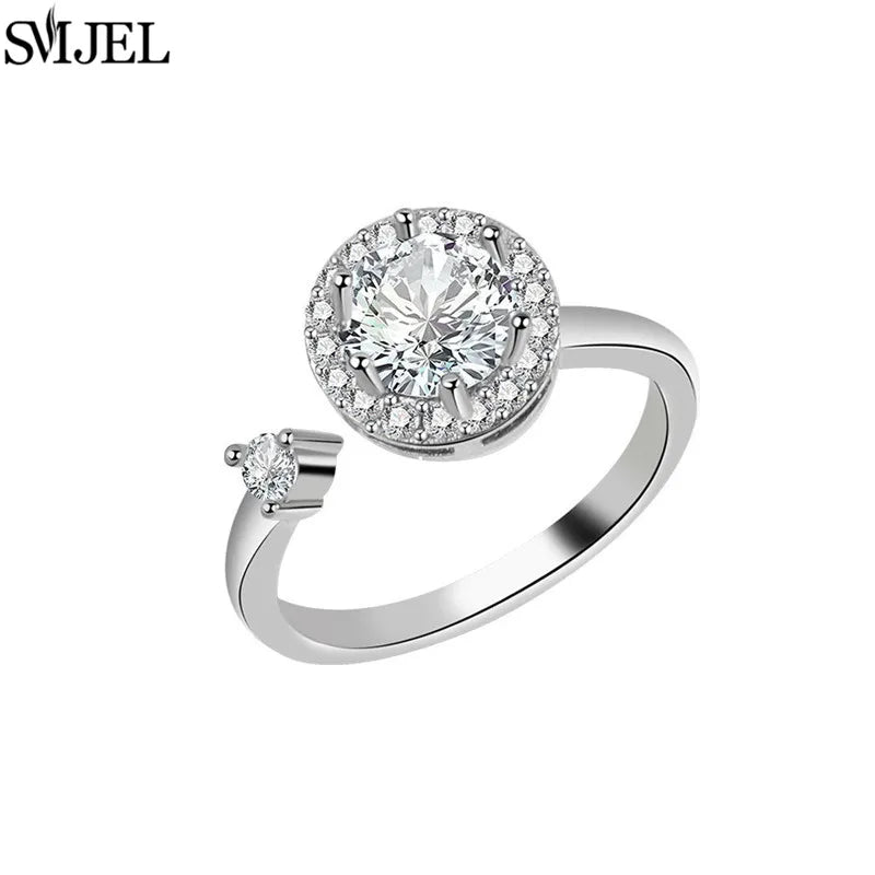 خواتم فاخرة دوارة على شكل حيوانات لتخفيف التوتر للنساء، خواتم دوارة لطيفة على شكل زهرة وقلب ويعسوب، خاتم مضاد للتوتر، مجوهرات زفاف