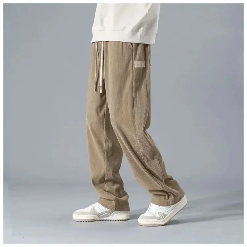 2025 Spring Autumn New Men'S Corduroy Straight Leg Pants Men comfort Loog Trousers Style Trendy Casual Sports Jogging pants