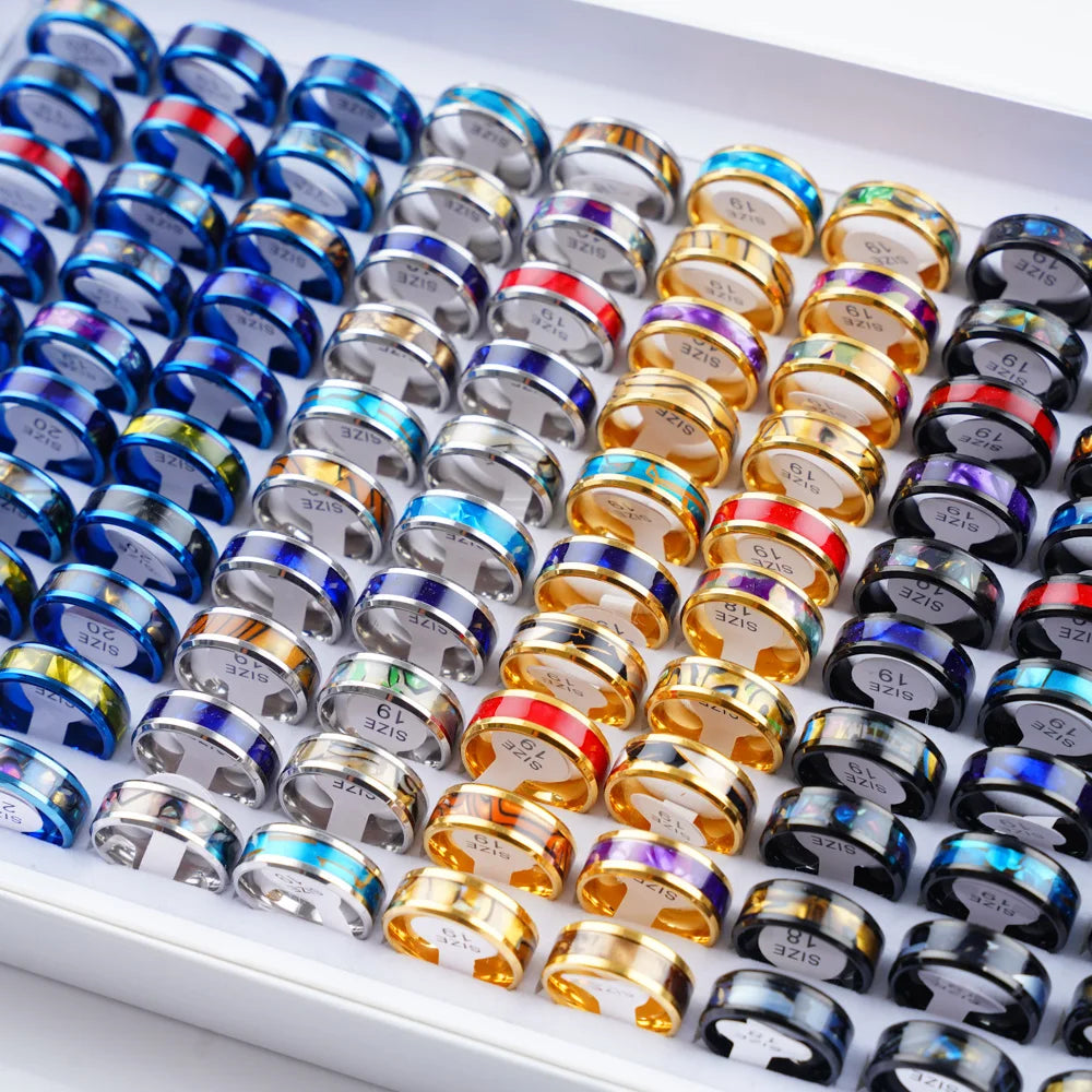 ١٠ قطع/عبوة، خاتم أنيق وبسيط من الفولاذ المقاوم للصدأ، مناسب للرجال والنساء، مجوهرات عصرية جميلة بنمط البانك، هدايا مثالية لحفلات أعياد الميلاد.