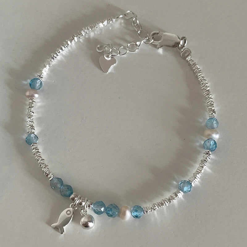 سوار PANJBJ من الفضة الإسترلينية عيار 925 عالي الجودة للنساء مصنوع من خرز الحب الكوري مجوهرات حلوة هدية شحن مباشر