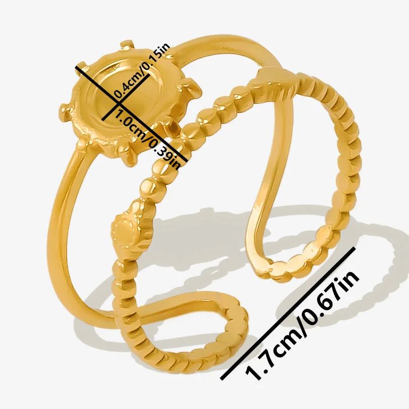 5 قطع/مجموعة خواتم من الفولاذ المقاوم للصدأ، لون ذهبي، قابلة للتعديل، مفتوحة، بتصميم عصري، مجوهرات نسائية أنيقة، لا يتغير لونها