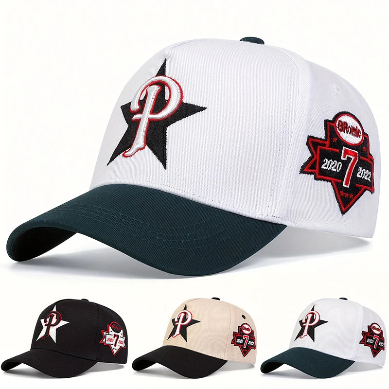 قبعات بيسبول للجنسين مطرزة بحرف P للربيع والخريف قبعات كاجوال قابلة للتعديل للاستخدام الخارجي وقبعات واقية من الشمس وقبعات رياضية
