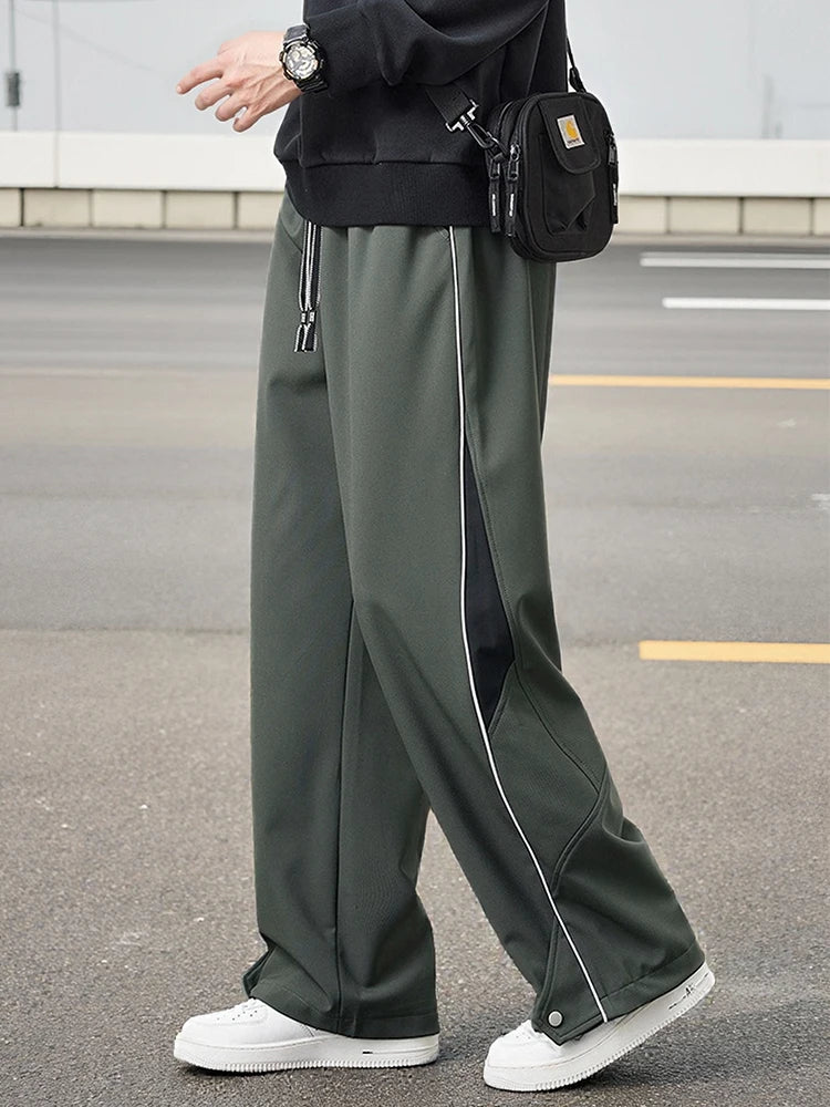 Men's Straight Sweatpants 2025 Autumn New Polyester/Spandex Streetwear Wide Leg Track Pants Loose Fit Casual Sport Trousers 8XL