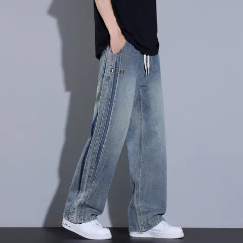 2025 New Spring Summer Streetwear Baggy Wide Leg Jeans Korean Fashion Drapes Straight Casual Loose Denim Cargo Pants