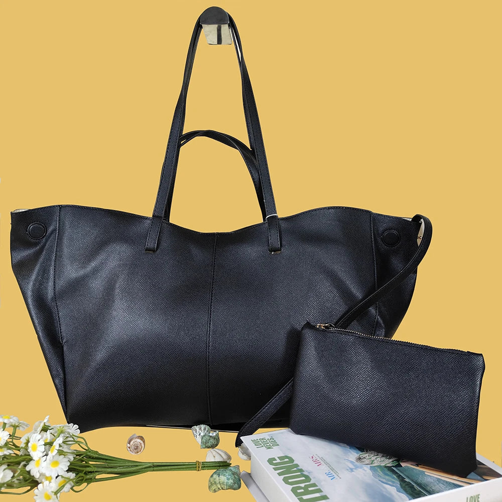 حقيبة كتف نسائية عصرية لعام 2025، حقيبة حمل كبيرة السعة، حقيبة كتف بسيطة للتنقل، محفظة صغيرة مجانية