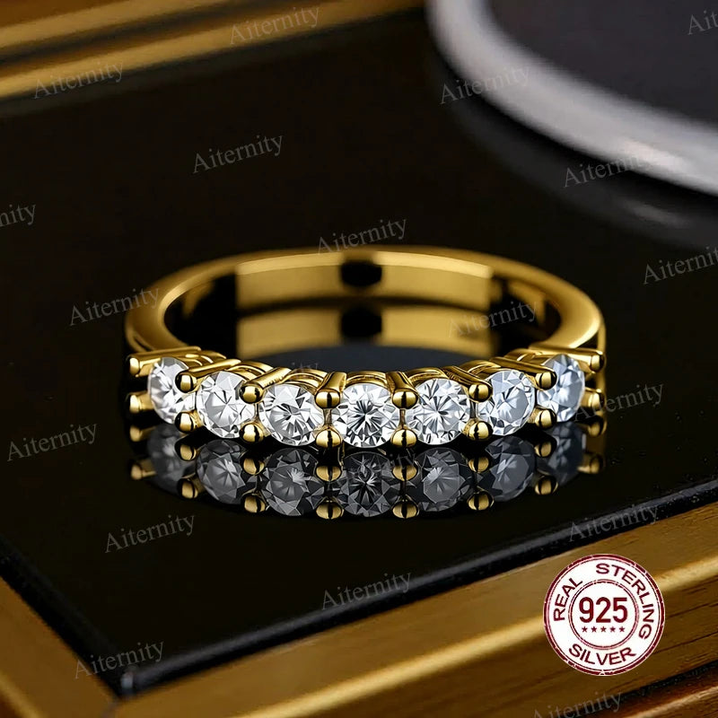 خاتم فضة أصلي 100% S925 للرجال والنساء فاخر لامع D VVS1 مويسانيتي اجتياز قلم اختبار الماس وخواتم الزركون للجنسين