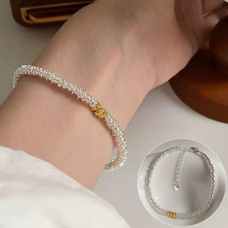 سوار PANJBJ من الفضة الإسترلينية عيار 925 عالي الجودة للنساء مصنوع من خرز الحب الكوري مجوهرات حلوة هدية شحن مباشر