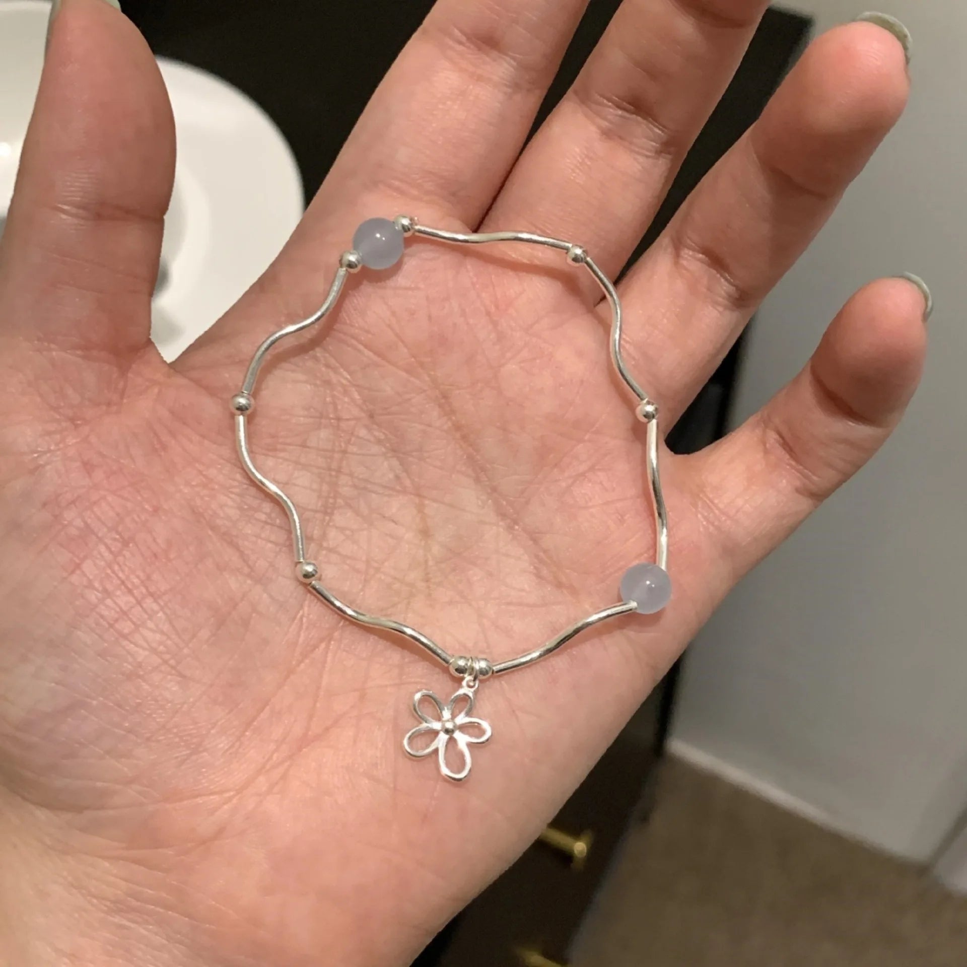 سوار PANJBJ من الفضة الإسترلينية عيار 925 عالي الجودة للنساء مصنوع من خرز الحب الكوري مجوهرات حلوة هدية شحن مباشر