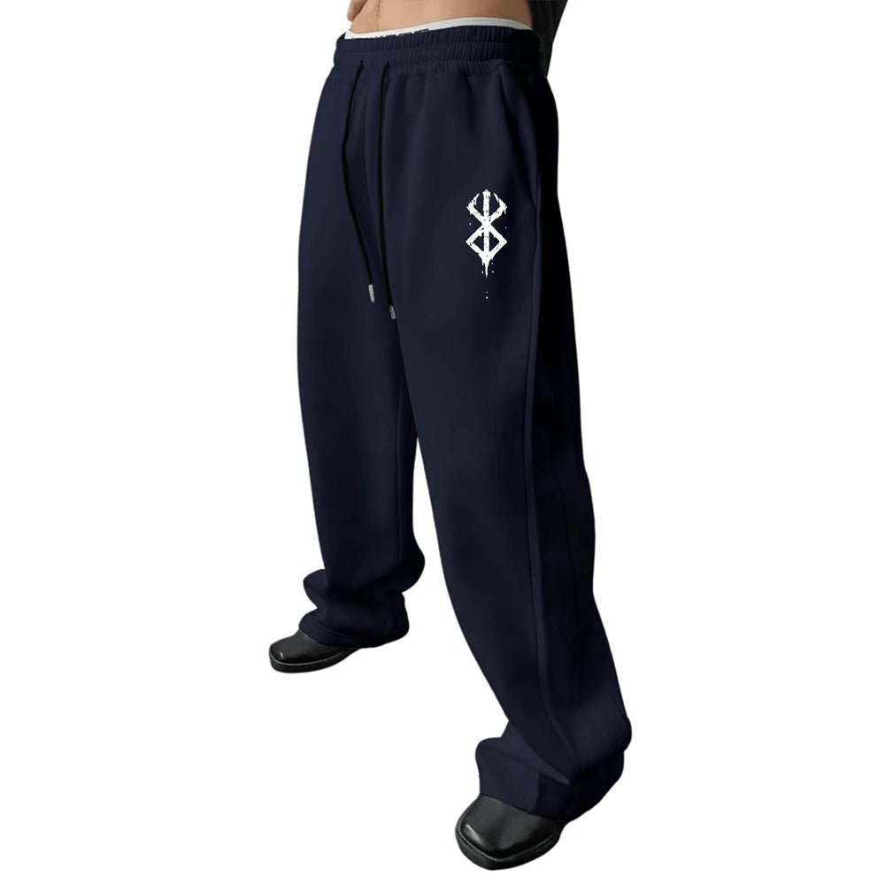 Latest Model Men's Pants Simple Print Casual Sweatpants Elastic Waist Drawstring Pants Suitable Corduroy Men Pants Vintage