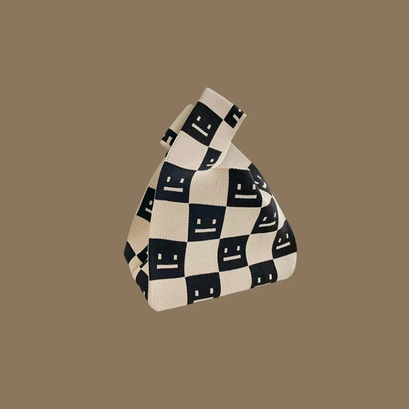 حقائب يد نسائية أنيقة مصنوعة يدويًا محبوكة، حقيبة معصم صغيرة بعقدة، حقيبة تسوق كورية كاجوال قابلة لإعادة الاستخدام