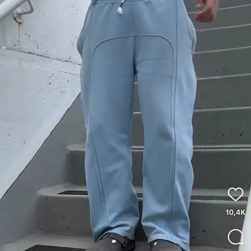 بنطلون واسع الساقين مستقيم متعدد الاستخدامات، مستوحى من أزياء الشارع والهيب هوب والقوطي والهاراجوكو لعام 2025، للرجال والنساء، بتصميم أمريكي كلاسيكي مستوحى من موضة الألفية الجديدة.