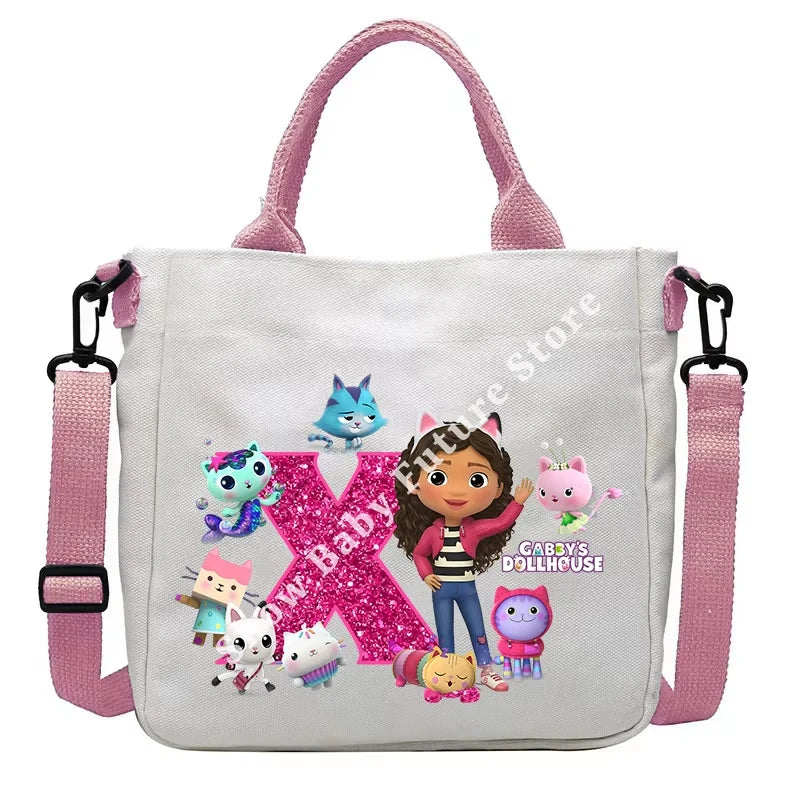 حقيبة كتف أنيقة بتصميم بيوت الدمى غابي للأولاد والبنات على شكل أنمي وحقيبة حمل أنيقة عليها حروف كرتونية وحقيبة يد من القماش وحقيبة كروس بودي وهدايا أعياد الميلاد