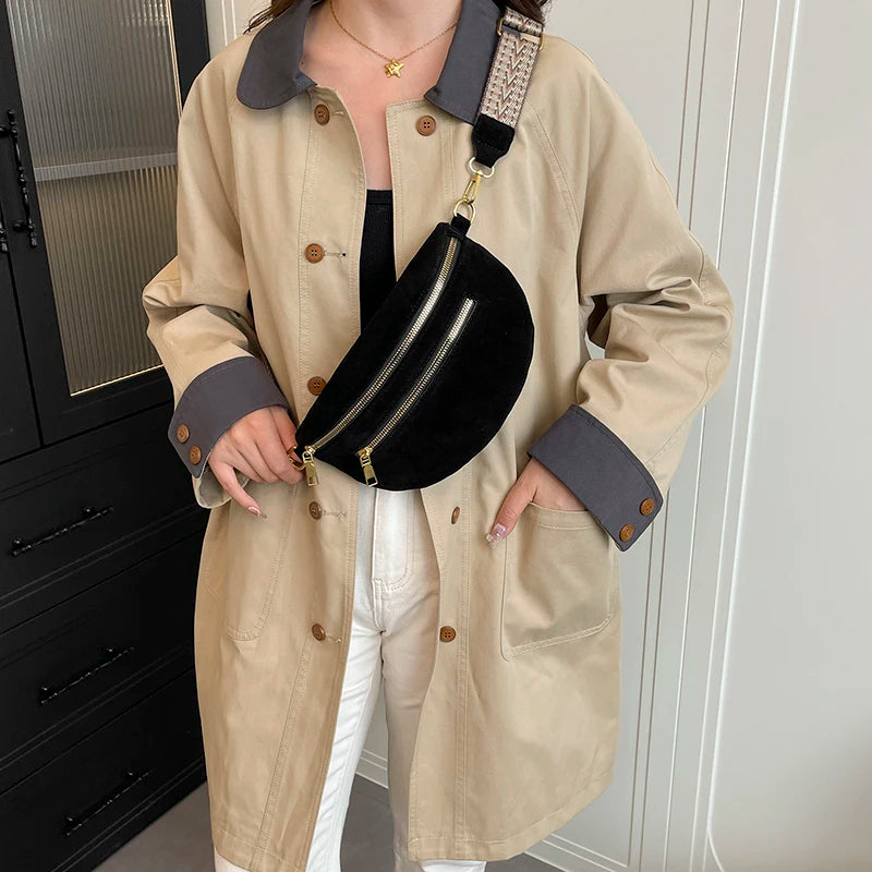 حقيبة صدر نسائية من جلد الغزال الصناعي لفصل الشتاء لعام 2025، حقيبة خصر عصرية، حقيبة خصر، حقيبة سفر غير رسمية، حقيبة كتف نسائية، حقيبة هاتف، محفظة