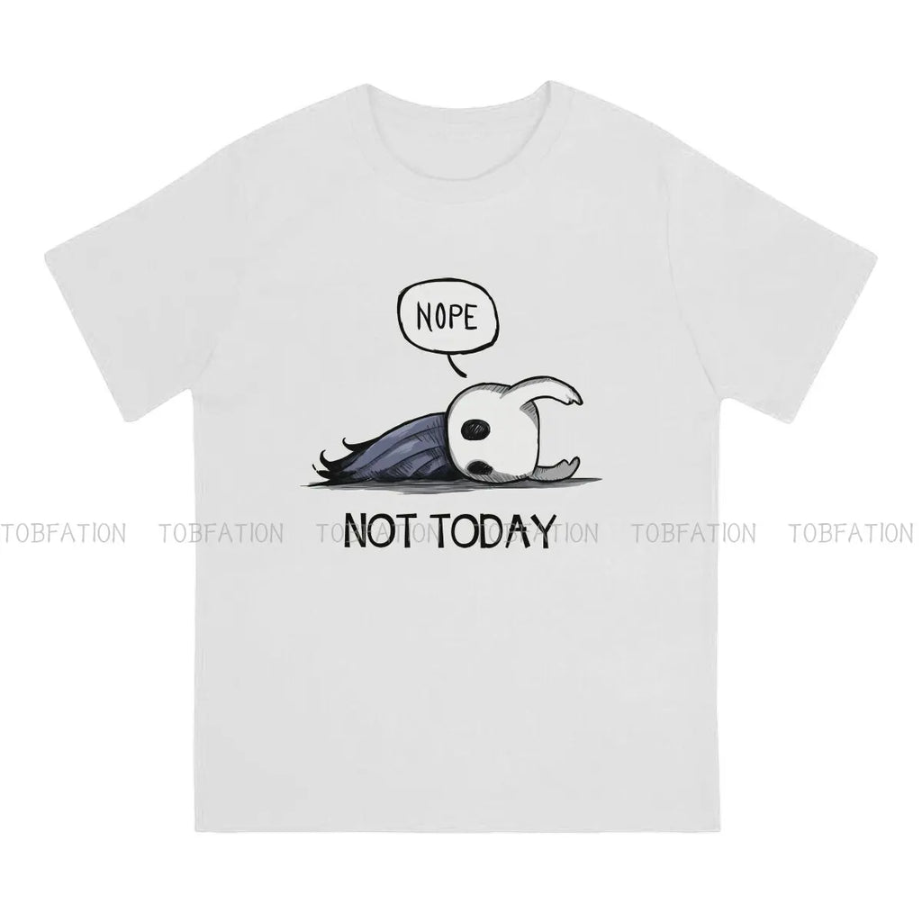 تي شيرت رجالي مطبوع عليه عبارة "لا ليس اليوم" مطبوع عليه عبارة "Hollow Knight Game" بتصميم ملابس ناعم وفضفاض كهدية إبداعية