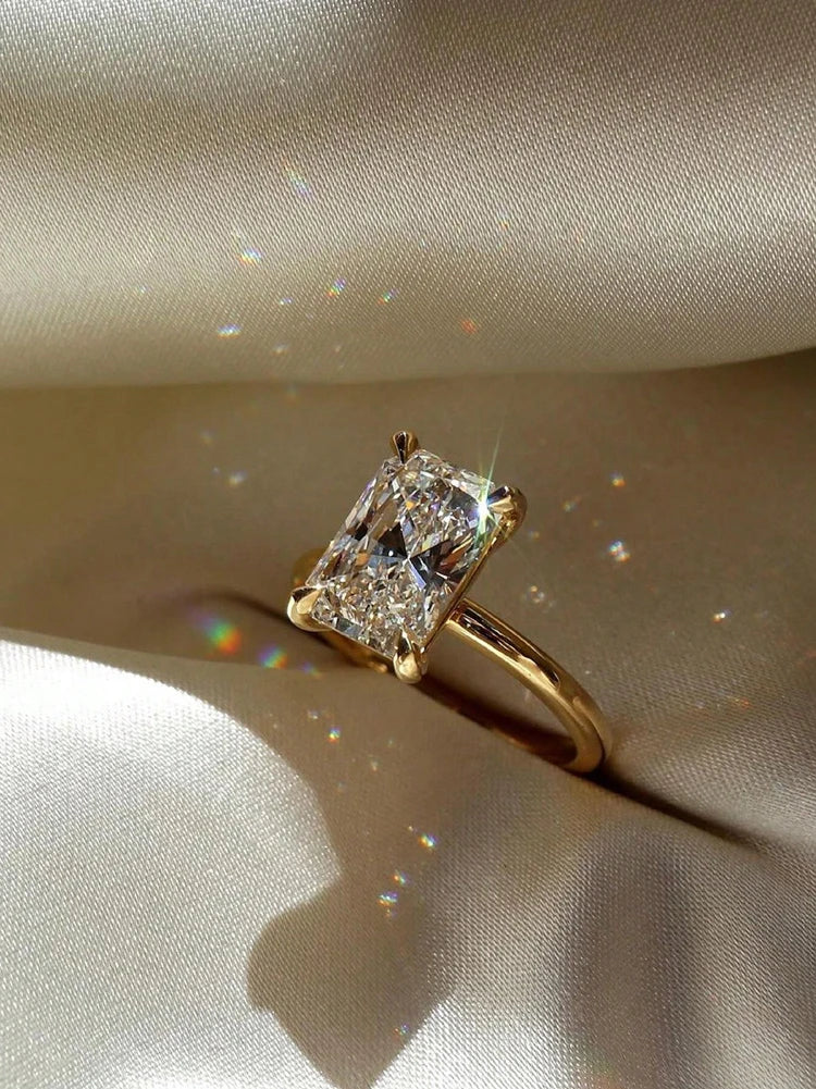 خاتم مستطيل لامع رائع من الفضة الإسترليني عيار 925 مرصع بالزركون (1-5 قيراط) للنساء، مناسب للخطوبة والزفاف، مجوهرات فاخرة عالية الجودة