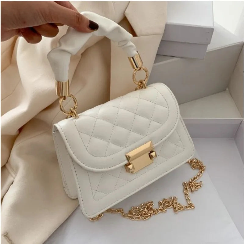 حقيبة حمل نسائية بنمط شبكي ومحفظة ذات غطاء ومشبك وحقيبة كروس من الجلد الصناعي عالية الجودة