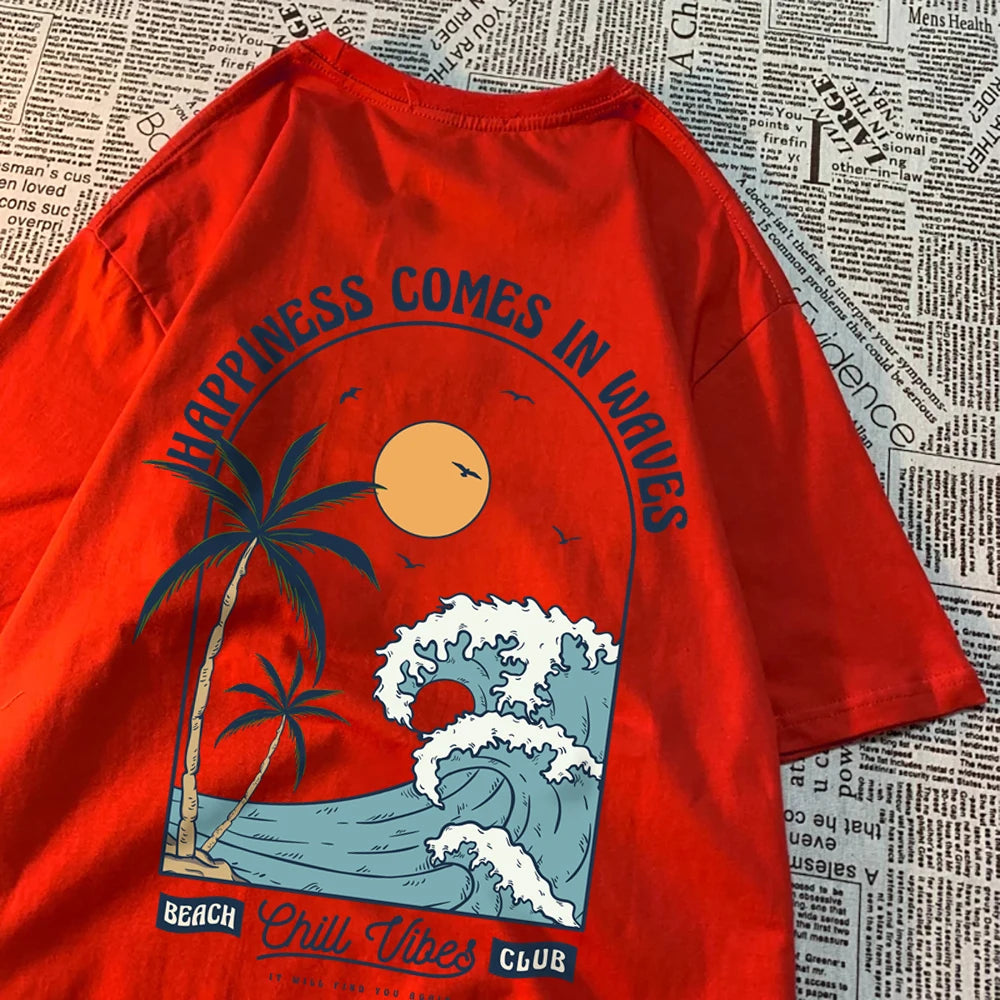 تيشيرتات فضفاضة بتصميمات عصرية مستوحاة من السعادة، مناسبة للرجال والنساء. تتميز هذه التيشيرتات بنقشة مميزة، وهي مثالية للارتداء اليومي أو كطقم ملابس فضفاضة.