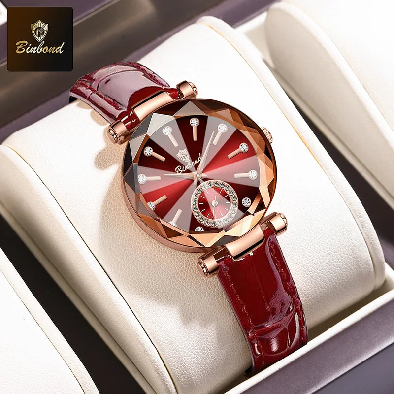 ساعة يد نسائية فاخرة وأنيقة من بينبوند، مقاومة للماء، مصنوعة من الفولاذ المقاوم للصدأ، مناسبة للإطلالات البسيطة والعصرية، تعمل بنظام الكوارتز.