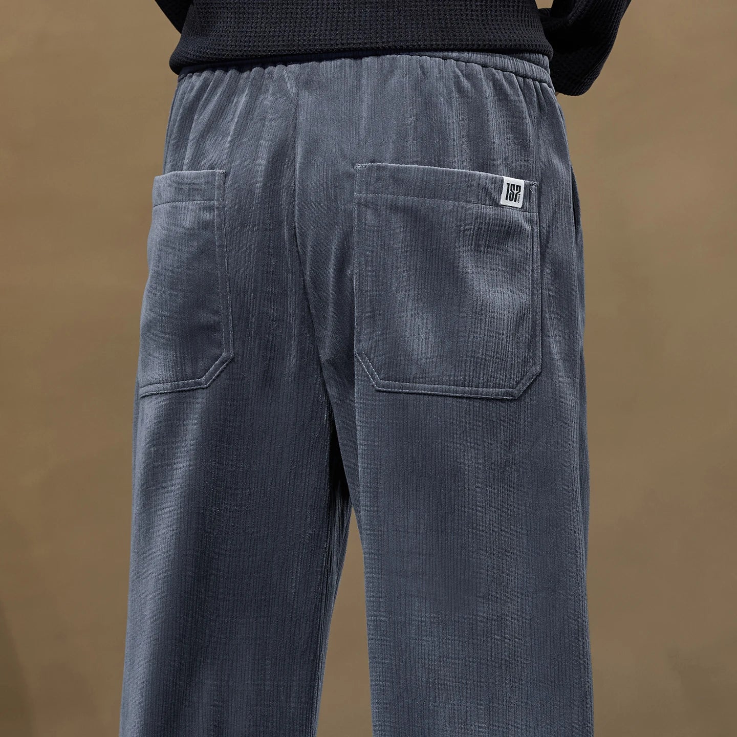 Soft Corduroy Men's Casual Pants Autumn New Elastic Waist Loose Straight Black Gray Trousers Comfortable Fashion Male Clothes