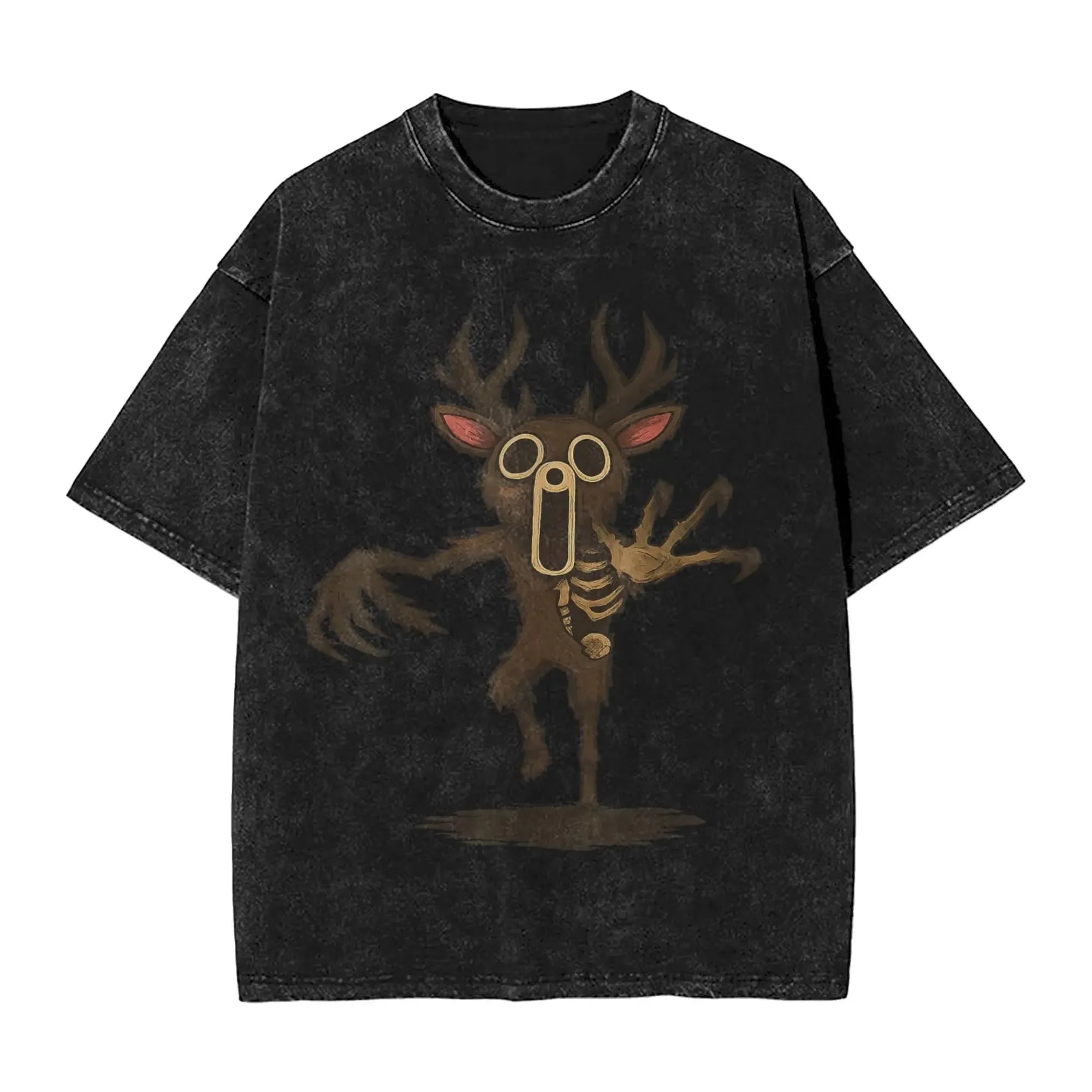 New Game 99 Nights Halloween in The Forest Funny Washed Vintage T-Shirt Men Women Cotton O Neck Tees Street Loose Oversized Top