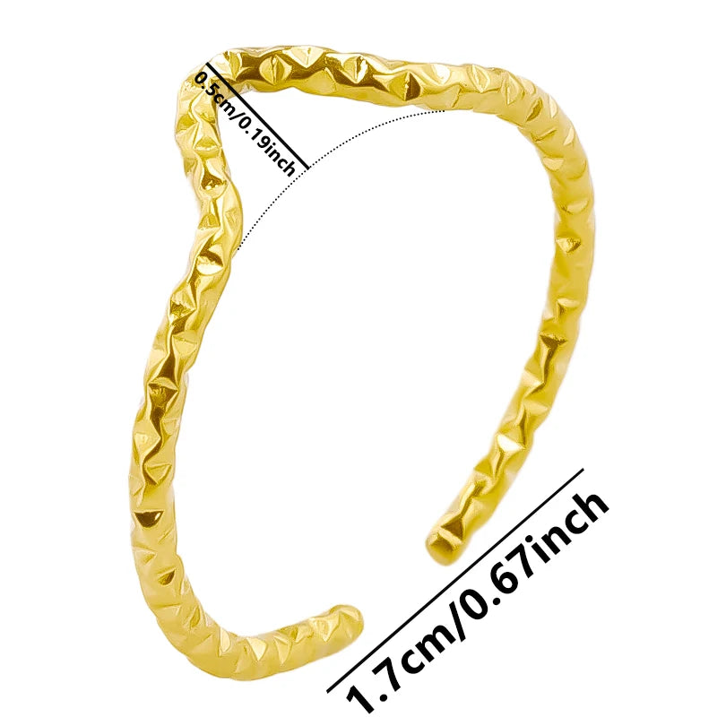 خواتم من الفولاذ المقاوم للصدأ مطلية بالذهب الحقيقي، 1/5 قطع/مجموعة، إكسسوارات للنساء والرجال، خاتم مفتوح قابل للتعديل بتصميم فراشة وقلب سميك