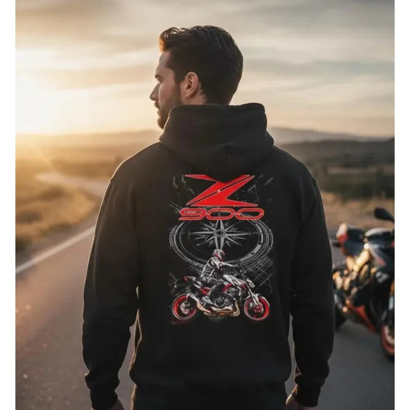هودي مستوحى من كاواساكي Z900 - سويت شيرت دراجات نارية مريح وغير رسمي للرجال، مناسب للارتداء في الشارع