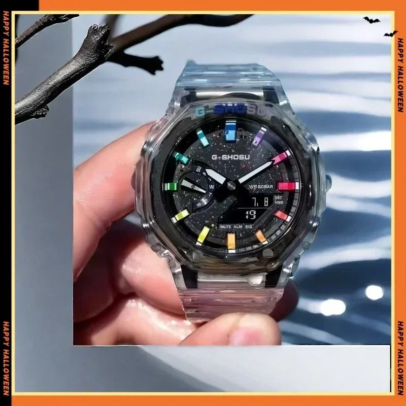 Digital Sports Men's Watch Full Function World Time LED Auto Hand Lifting Lamp Large Dial Waterproof Oak Series