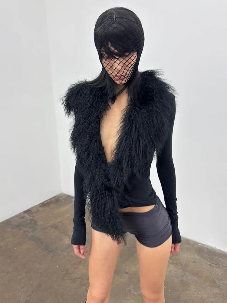 تي شيرتات Nibber منخفضة الرقبة للنساء، تصميم خريفي أنيق بأكمام طويلة، تصميم ضيق، تصميم عصري للفتيات في الشارع، تصميمات برية