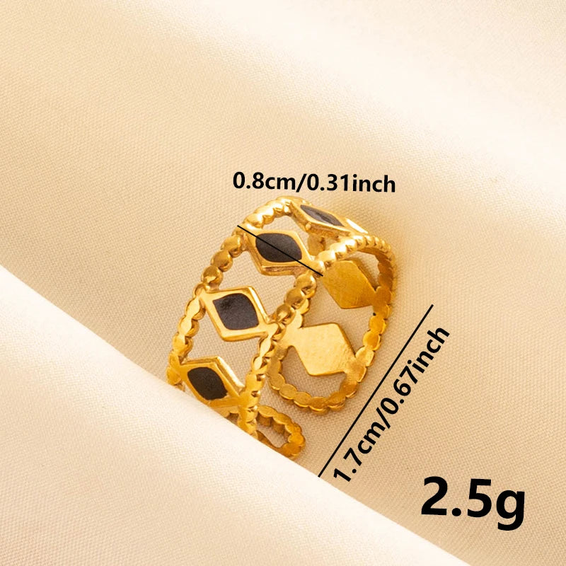 خاتم مفتوح قابل للتعديل بتصميم عين الحسد، قلب، شمس، قلب، للنساء والرجال، إكسسوارات، مينا أسود، مجوهرات عتيقة، خاتم من الفولاذ المقاوم للصدأ، هدية