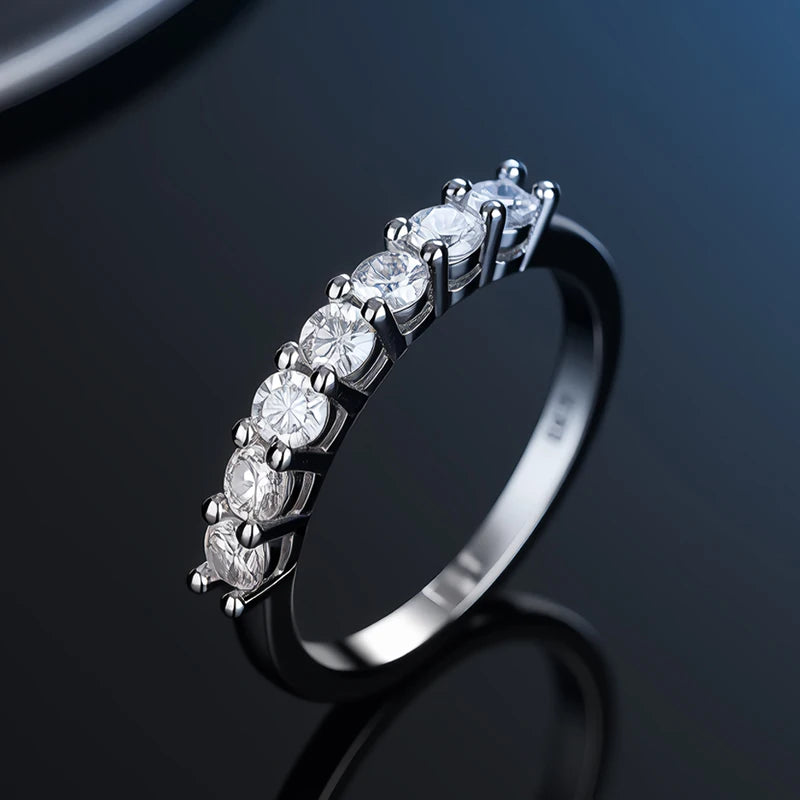 خاتم فضة أصلي 100% S925 للرجال والنساء فاخر لامع D VVS1 مويسانيتي اجتياز قلم اختبار الماس وخواتم الزركون للجنسين