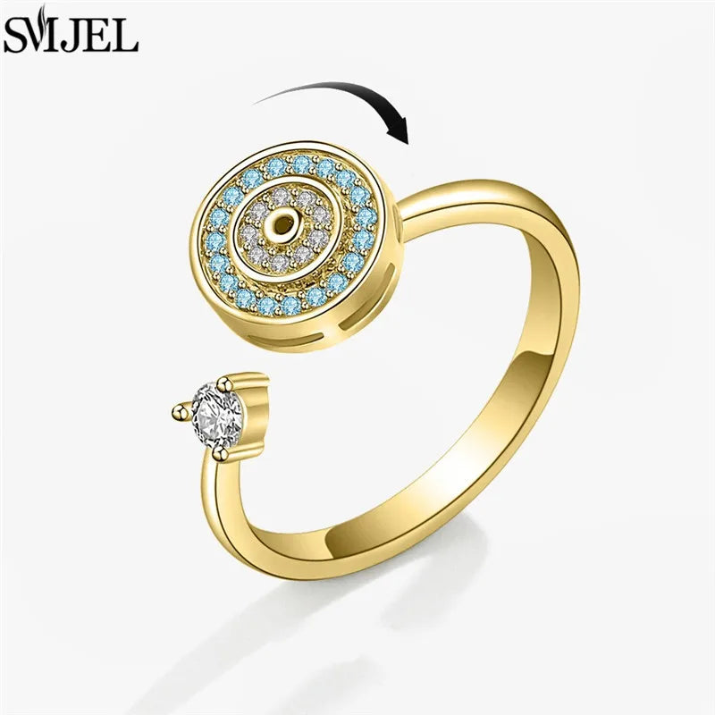 خواتم فاخرة دوارة على شكل حيوانات لتخفيف التوتر للنساء، خواتم دوارة لطيفة على شكل زهرة وقلب ويعسوب، خاتم مضاد للتوتر، مجوهرات زفاف