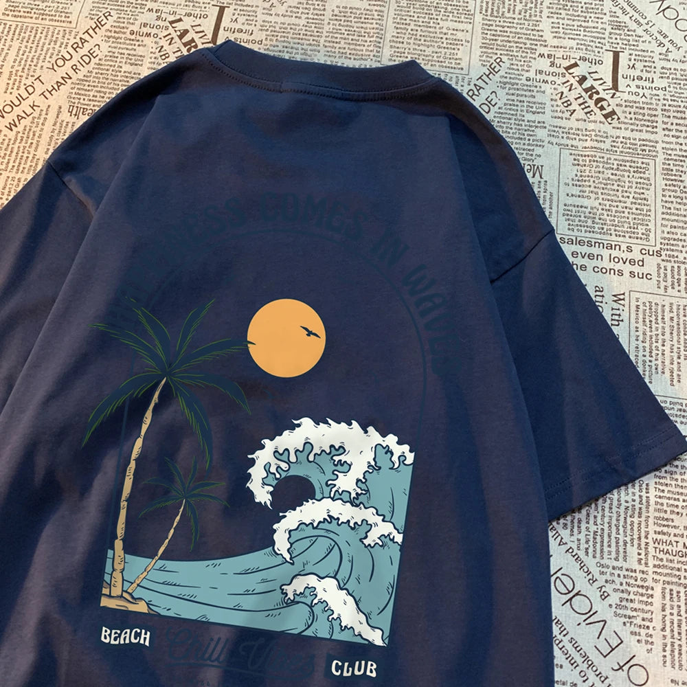 تيشيرتات فضفاضة بتصميمات عصرية مستوحاة من السعادة، مناسبة للرجال والنساء. تتميز هذه التيشيرتات بنقشة مميزة، وهي مثالية للارتداء اليومي أو كطقم ملابس فضفاضة.