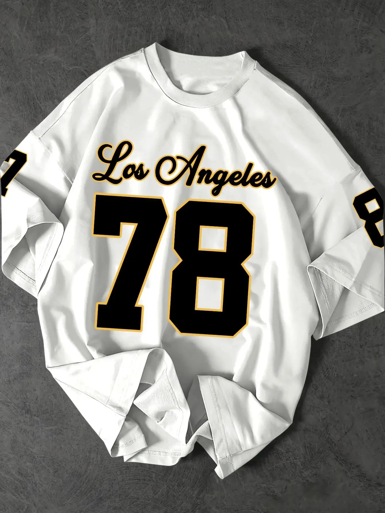 تيشيرت رجالي جديد لصيف 2025، تيشيرت رياضي مطبوع عليه رقم 78 لفريق لوس أنجلوس، بتصميم كلاسيكي وعصري.