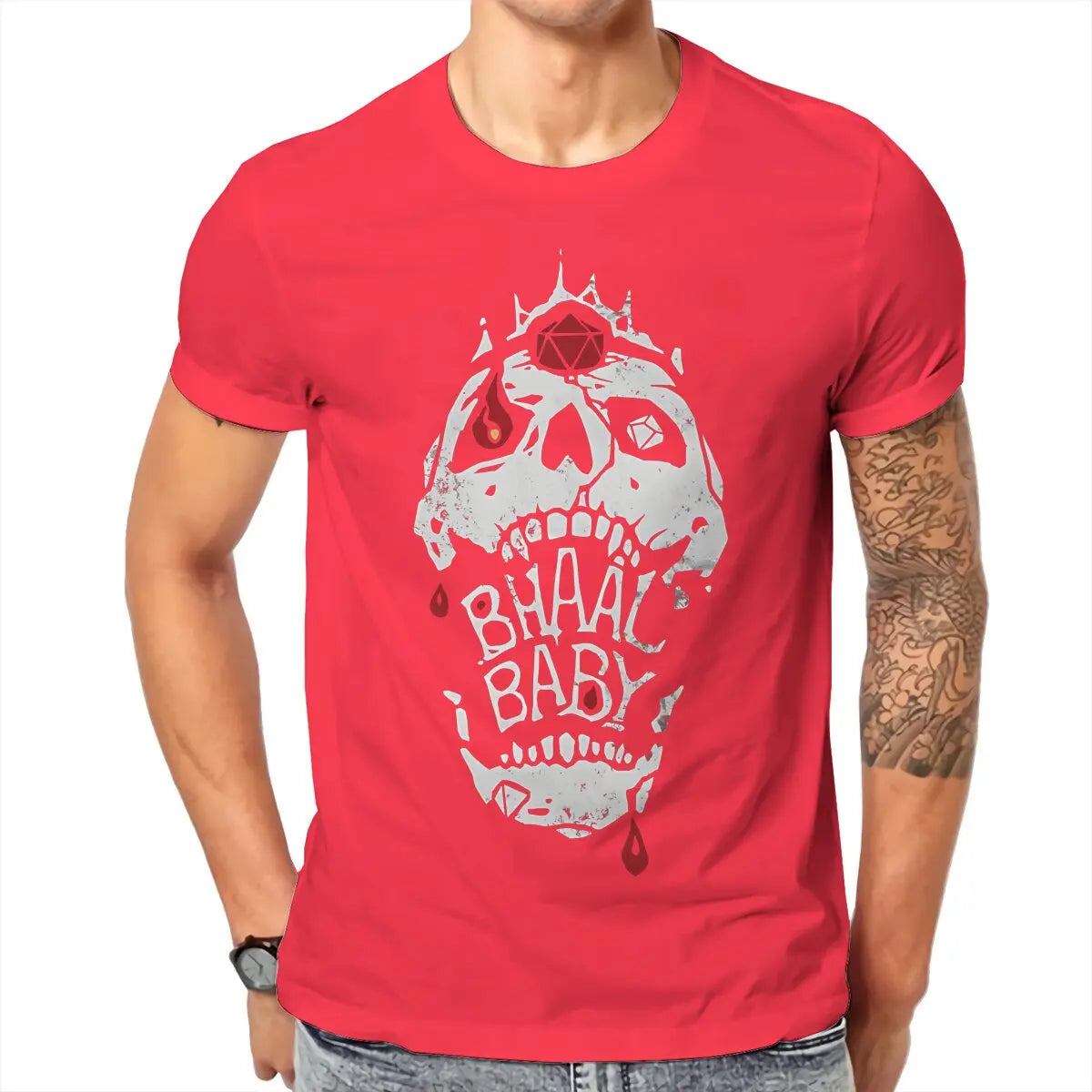 تي شيرت رجالي من DND باللون الأحمر، يظهر رغبتك المظلمة، تي شيرت رجالي من القطن، ملابس رجالية