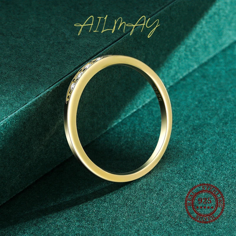 خواتم أيلماي الكلاسيكية البسيطة المصنوعة من الفضة الإسترليني عيار 925 بنسبة 100% والمرصعة بالزركونيا البراقة من الدرجة AAAAA، مجوهرات زفاف مميزة للنساء