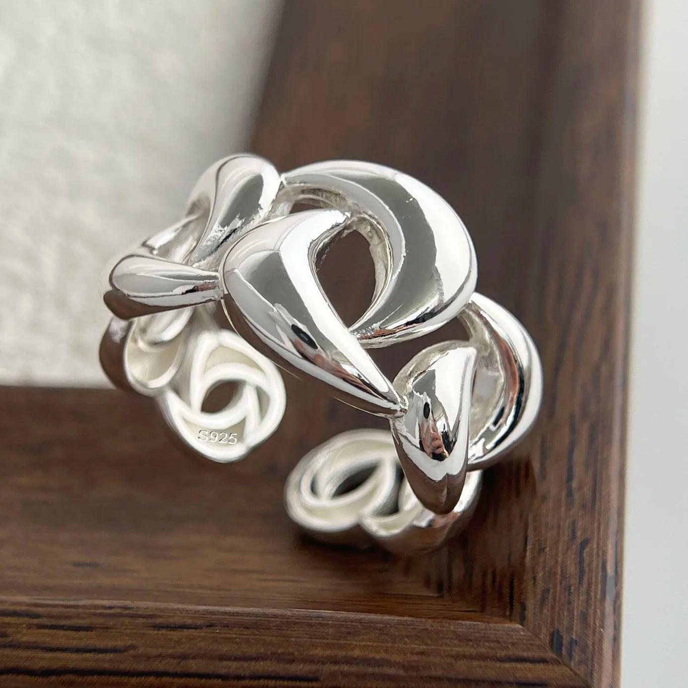 خواتم من الفضة الإسترليني عيار 925 للنساء والأزواج، بتصميم بسيط مصنوع يدويًا، مزينة بالزهور والأقواس والقلوب، هدية مجوهرات فاخرة، مضادة للحساسية.