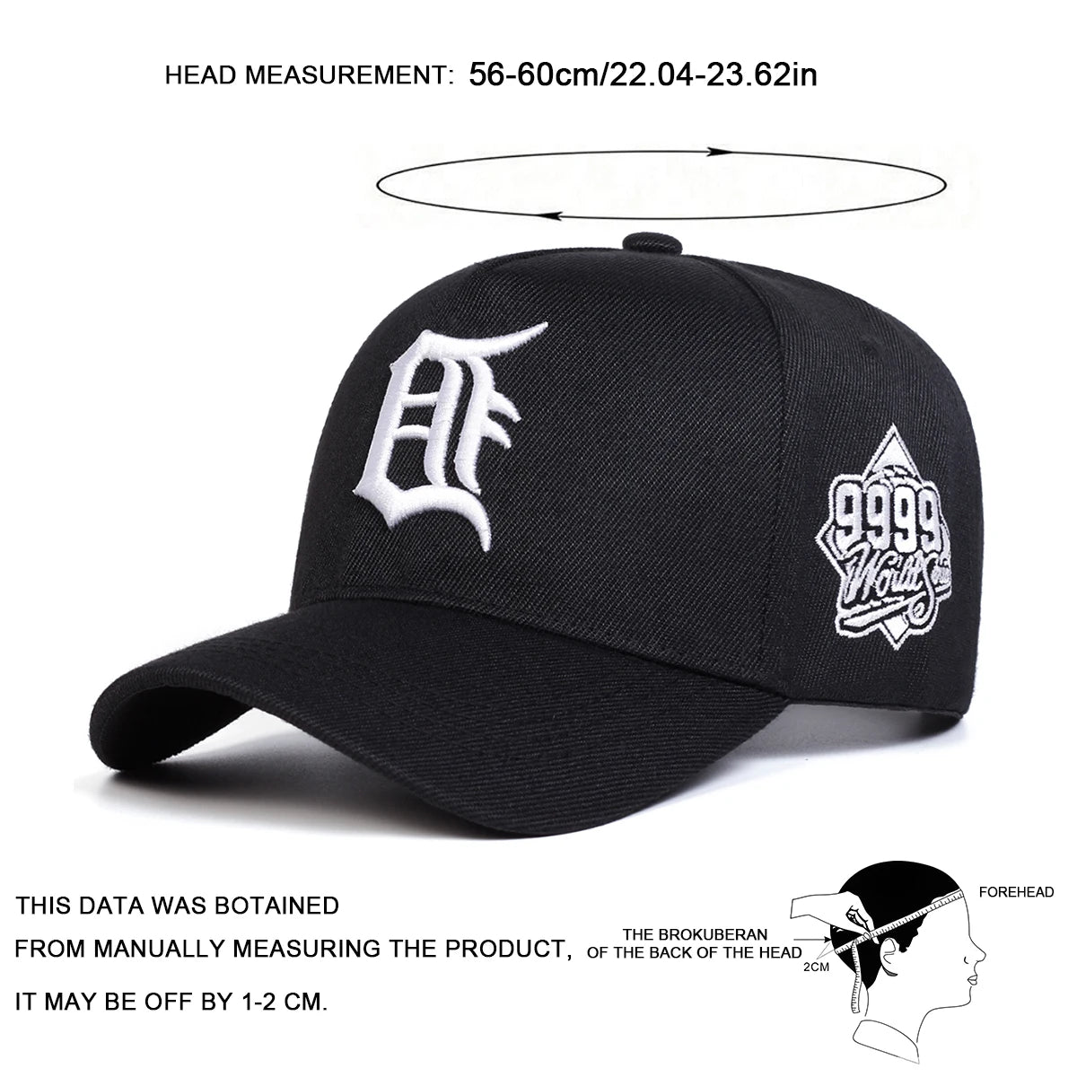 قبعات بيسبول للجنسين بتصميم قوطي مطرز بحروف DF للربيع والخريف، قبعات كاجوال قابلة للتعديل، قبعات واقية من الشمس، قبعات رياضية