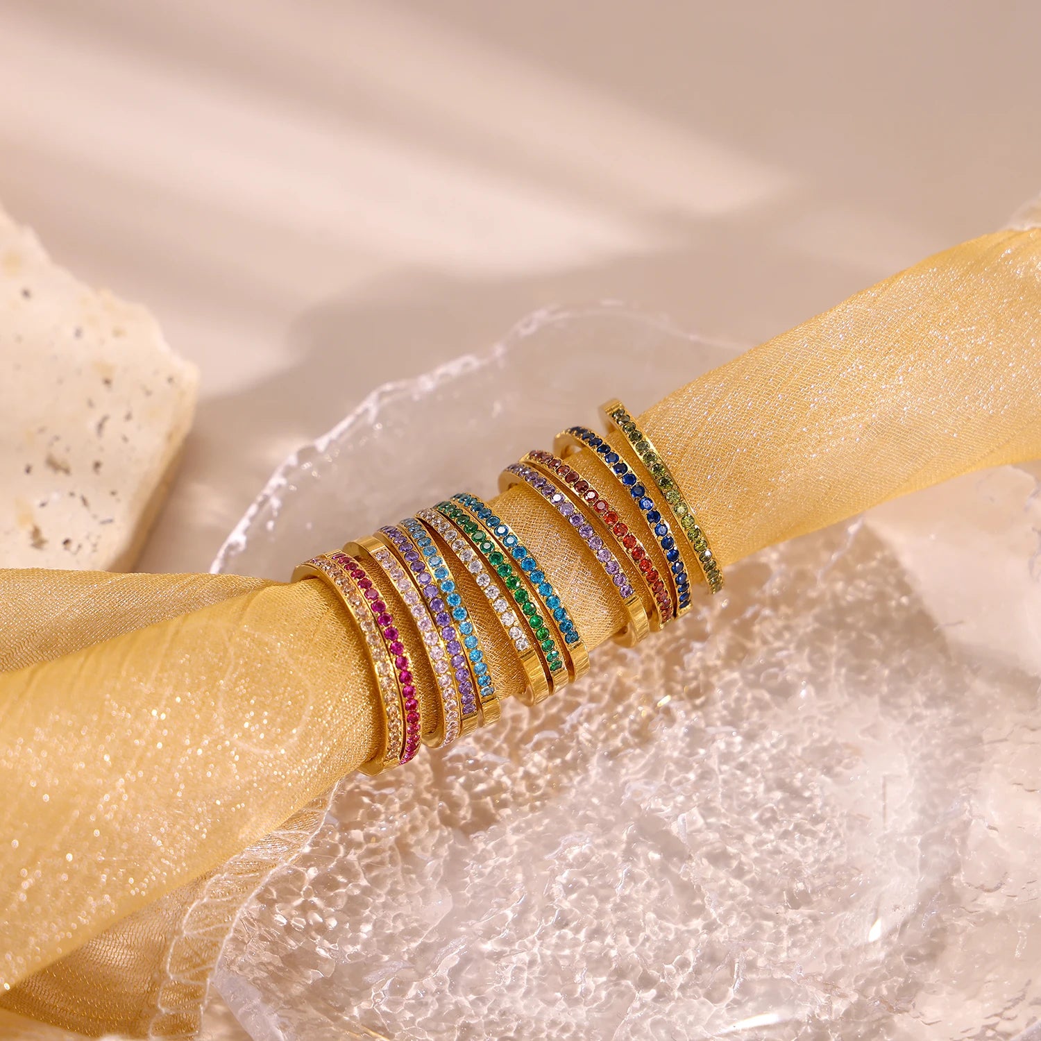 خواتم كارليدانا الصغيرة المرصعة بالزركون، 12 حجر بخت للنساء، مصنوعة من الفولاذ المقاوم للصدأ، مطلية بالذهب، خاتم إصبع، خاتم خطوبة، هدية مجوهرات زفاف