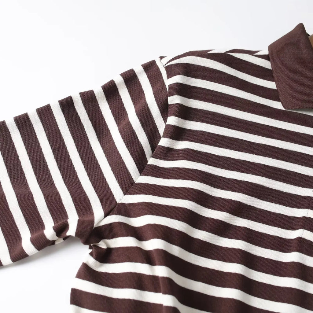 تي شيرت نسائي جديد مخطط بأكمام طويلة بتصميم أوروبي وأمريكي لخريف 2025، تي شيرت نسائي كاجوال بأكمام طويلة