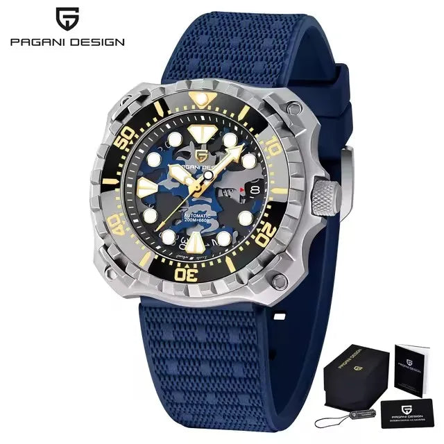 ساعة باجاني ديزاين 40 مم مجوفة للرجال بتصميم عسكري ميكانيكي من التيتانيوم للغوص والرياضة للرجال ساعات ميكانيكية أوتوماتيكية