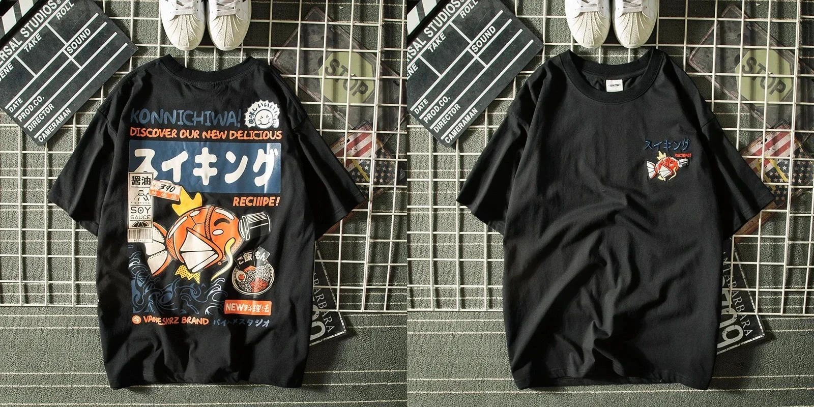 تيشيرت هاراجوكو Y2k بأكمام قصيرة، بتصميم سمكة الكارب اليابانية، تيشيرت رياضي رجالي واسع، مصنوع من القطن عالي الجودة، ملابس فضفاضة للجنسين