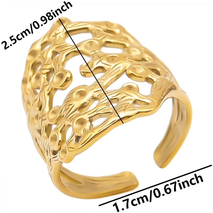 خمس قطع من حلقات قابلة للتعديل مطلية بالذهب ومصنوعة من الفولاذ المقاوم للصدأ، مثالية للنساء، هدية رائعة للفتيات، لا يتغير لونها أبداً.