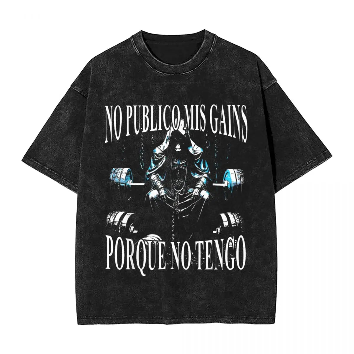 تي شيرت Calacas Chidas Gym Fitness Con Frases Sarcasticas Washed للرجال والنساء، تي شيرتات كلاسيكية، ملابس الشارع Harajuku كاجوال للجنسين