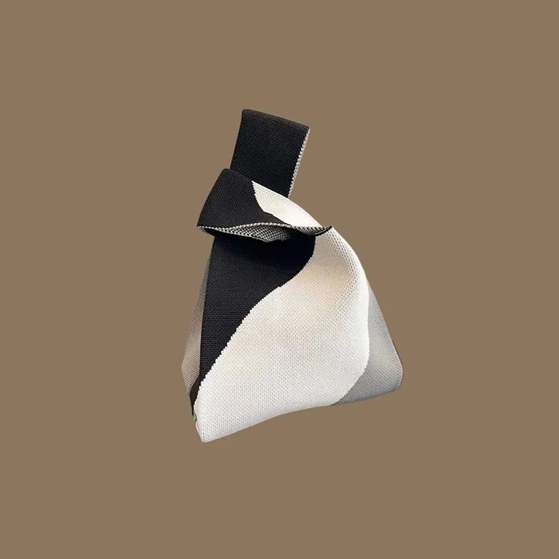 حقائب يد نسائية أنيقة مصنوعة يدويًا محبوكة، حقيبة معصم صغيرة بعقدة، حقيبة تسوق كورية كاجوال قابلة لإعادة الاستخدام