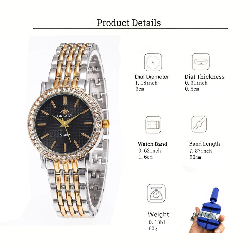 ساعات نسائية عصرية جديدة، ساعات يد أنيقة وبسيطة مرصعة بأحجار الراين، ساعات كوارتز فاخرة للنساء، ساعات ذهبية نسائية، ساعات ريلوجيو فيمينينو